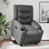 VidaXL Fotoliu rabatabil electric cu ridicare, gri, piele ecologică