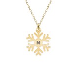 Little Snowflake - Colier personalizat fulg si litera din argint 925 placat cu aur galben 24K