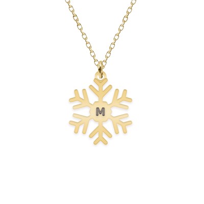 Little Snowflake - Colier personalizat fulg si litera din argint 925 placat cu aur galben 24K foto