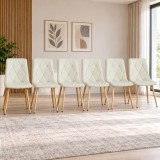 Set 6 scaune bucatarie/living,Artool,Libra,textil bej,picioare metal natur,44.5x54.5x87 cm