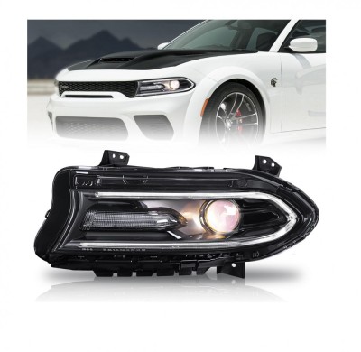 Far Dodge Charger, 06.2014-2015, montare fata, stanga, cu indicator led; cu lumini de zi tip LED; Tip=USA; HiR2+LED; manual; cu capac; cu bec; Omolog foto