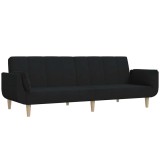 Cumpara ieftin Canapea extensibila cu 2 locuri, 2 perne, negru, textil