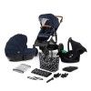 Carucior 3 in 1 Kinderkraft Prime 2 Mink Pro Navy: Landou, Scoica Auto, Geanta Mamă, Accesorii, Roti Gonflabile, 0-5 Ani, Unisex