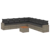 Cumpara ieftin Set mobilier de gradina cu perne, 10 piese, gri, poliratan