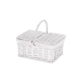 Cumpara ieftin Cos depozitare lemn rachita textil alb 34 x 26 x 32 cm