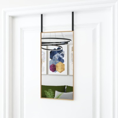 vidaXL Oglindă pentru ușă, auriu, 30x60 cm, sticlă și aluminiu foto