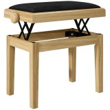 HOMCOM Banc de pian, Taburet reglabil pe &icirc;nălţime 45-56 cm, Banc pentru claviatură, Şezut tapiţat din catifea, Lemn natural | Aosom Romania