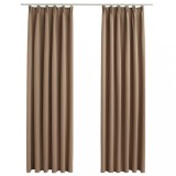 Cumpara ieftin Draperii opace, 2 buc., gri taupe, 140 x 245 cm, cu carlige