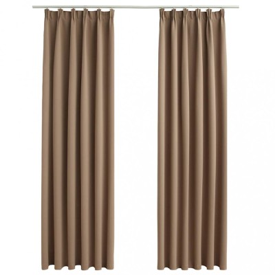 Draperii opace, 2 buc., gri taupe, 140 x 245 cm, cu carlige foto