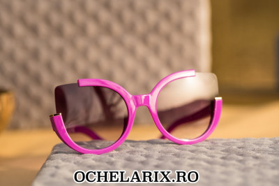 Ochelari De Soare Dama Design Unic - CAT EYE - Protectie UV 100% - Roz foto