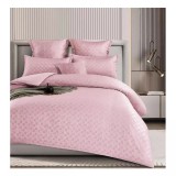 Cumpara ieftin Lenjerie de pat dublu Bumbac Finet cu Carouri 6 Piese cu Elastic, Roz - SIPRT4-13