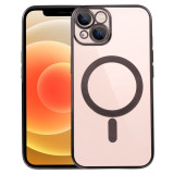 Husa MagSafe pentru Apple iPhone 13 Pro, Protectie camera, Full TPU, Margini colorate Electroplating, Magnetica, Incarcare Wireless, Flippy, Negru