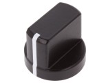 Buton rotativ cu flanșă și indicator aluminiu negru, ax 6mm