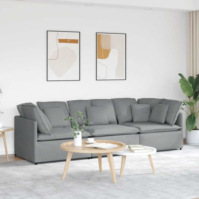 Gossi canapea modulara cu perne, gri deschis, textil