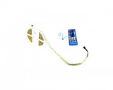 Rola banda 12V cu 1 rand LED SMD 5050 ALB si 1 rand LED SMD RGB 60led m IP65 + telecomanda 40 taste