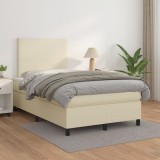 vidaXL Pat box spring cu saltea, crem, 120x200 cm, piele ecologică 3142715