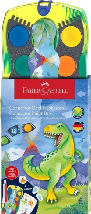 Acuarele Faber-Castell Connector Dinozauri 2025, 12 culori