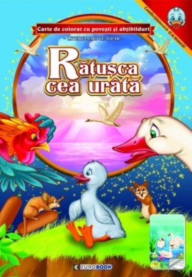 Carte de colorat A4 cu povesti si abtibilduri - Ratusca cea urata foto