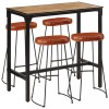 VidaXL Set de bar, 5 piese, lemn masiv de mango brut și metal 3216415