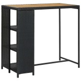 Cumpara ieftin Masa de bar cu raft de depozitare negru 120x60x110 cm poliratan