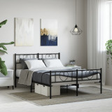 Cadru pat metalic cu tablie de cap/picioare, negru, 120x200 cm GartenMobel Dekor, vidaXL