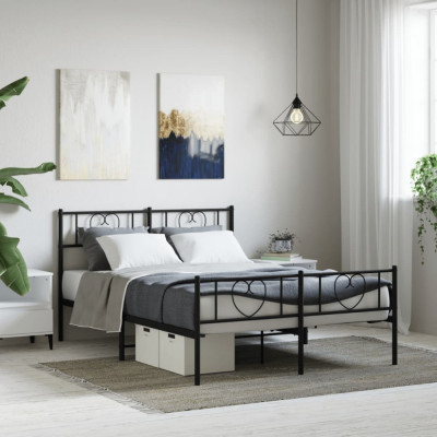 vidaXL Cadru pat metalic cu tăblie de cap/picioare, negru, 120x200 cm foto