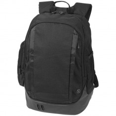 Rucsac Laptop, Elleven by AleXer, CE, 15 inch, 600D PolyCanvas, negru, breloc inclus din piele ecologica si metal foto