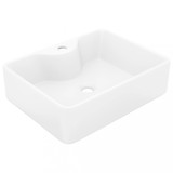 Cumpara ieftin Chiuveta de baie patrata din ceramica cu gaura pentru robinet, alb
