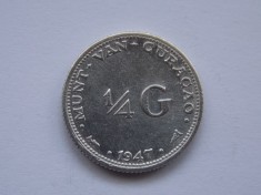 1/4 GULDEN 1947 CURACAO-argint foto