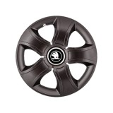 Set 4 Capace Roti 14 inchi (R14) Bis Negru,, Compatibile Cu Skoda Alb Negru, Autohelix MSA