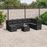 Cumpara ieftin Gossi set mobilier de gradina cu perne, 9 piese, negru, poliratan