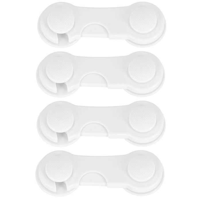 Set 4 sigurante blocator sertare si usi, plastic rezistent, fixe, 9.5 cm, alb Household NewTrend