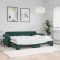 vidaXL Pat de zi cu extensie și saltele verde &icirc;nchis 80x200 cm catifea 3196948
