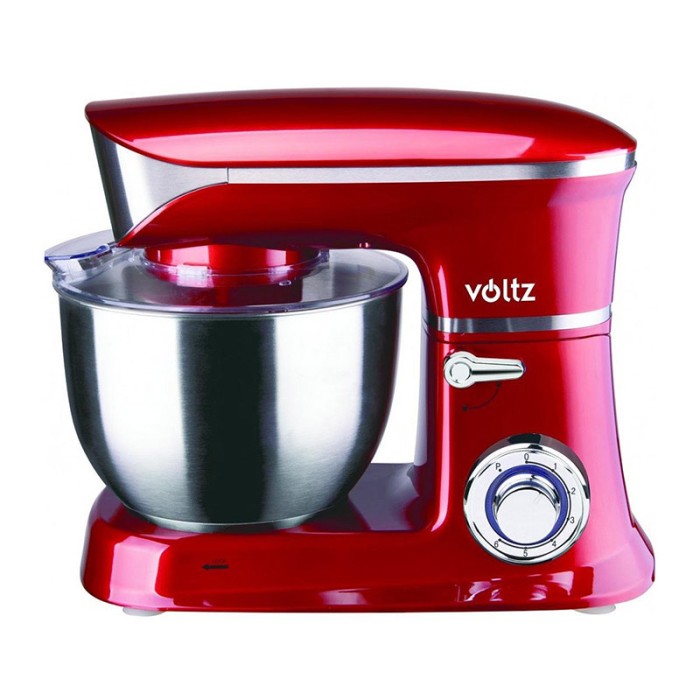 Robot bucatarie Voltz, 1900 W, 6.5 l, indicator LED, 6 viteze, bol inox, 3 palete incluse, miscare eliptica, Rosu
