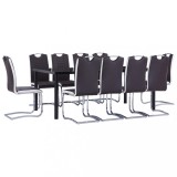 vidaXL Set mobilier de bucătărie, 11 piese, maro, piele ecologică
