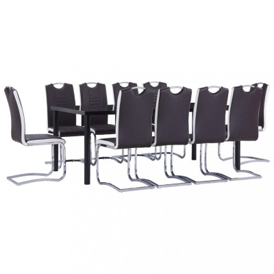 Set mobilier de bucătărie, 11 piese, maro, piele ecologică foto