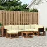 Cumpara ieftin Set de canapele de exterior 8 buc. 7-Locuri Natural si Crem