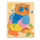 Puzzle educativ din lemn - Bufnita, 7Toys, Brand