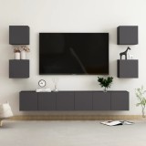 Cumpara ieftin Set dulapuri TV, 7 piese, gri, lemn prelucrat