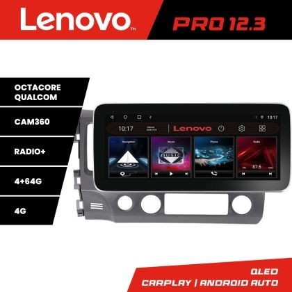Navigatie Honda Civic 2005-2011 K-044 Lenovo PRO 4+64 12.3 inch qled android 4G DSP gps internet CarStore Technology