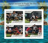 MOZAMBIC 2016 - Sport, rugby, Fiji campioana Olimpica /set complet MNH - bloc+colita ( 2 imagini), Nestampilat