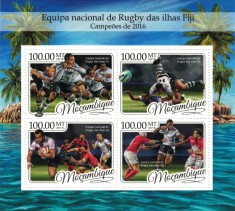MOZAMBIC 2016 - Sport, rugby, Fiji campioana Olimpica /set complet MNH - bloc+colita ( 2 imagini)