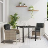 Cumpara ieftin Set de masă pentru grădină 3 pcs Gri deschis Rattan poli
