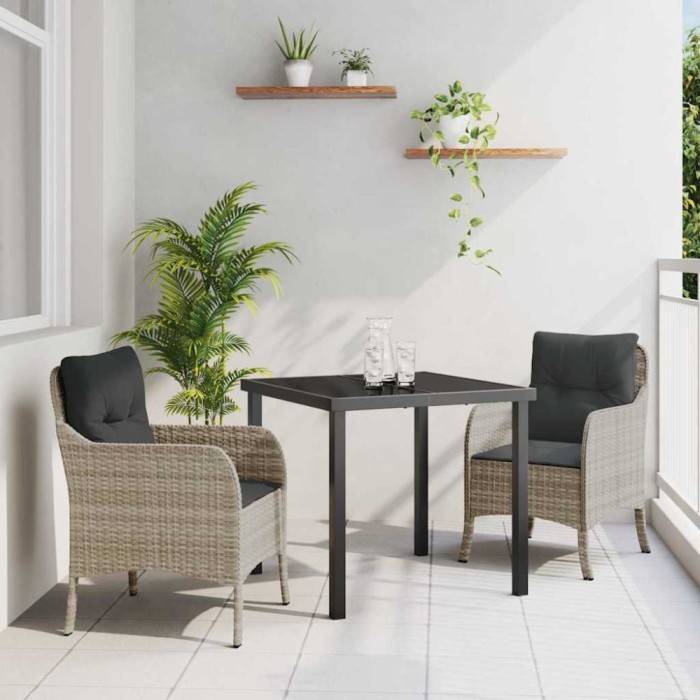 vidaXL Set de masă pentru grădină 3 pcs Gri deschis Rattan poli 3380183