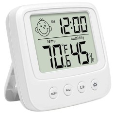 Termometru digital cu higrometru si ceas, alarma, Ecran LCD Luminat de birou sau prindere pe perete