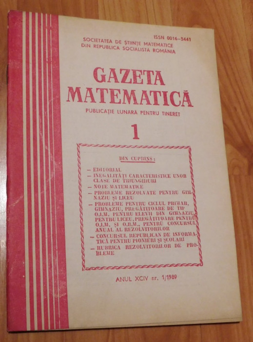 Gazeta matematica - Nr. 1 din 1989