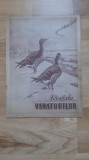 Revista Vanatorilor ( februarie 1944 ) Mihail Sadoveanu lista cu terenuri balti si paduri arendate reclame