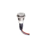 Intrerupator buton LED verde SW1 OFF-(ON) fara retinere metal 12mm 12-24V