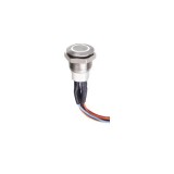 Intrerupator buton LED verde SW1 OFF-(ON) fara retinere metal 12mm 12-24V