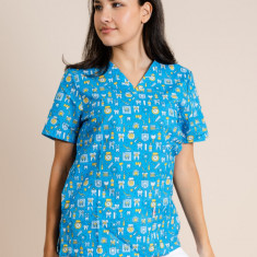 Bluza Medicala Bleu Denta Unisex Bumbac 115g Paris - 3XL